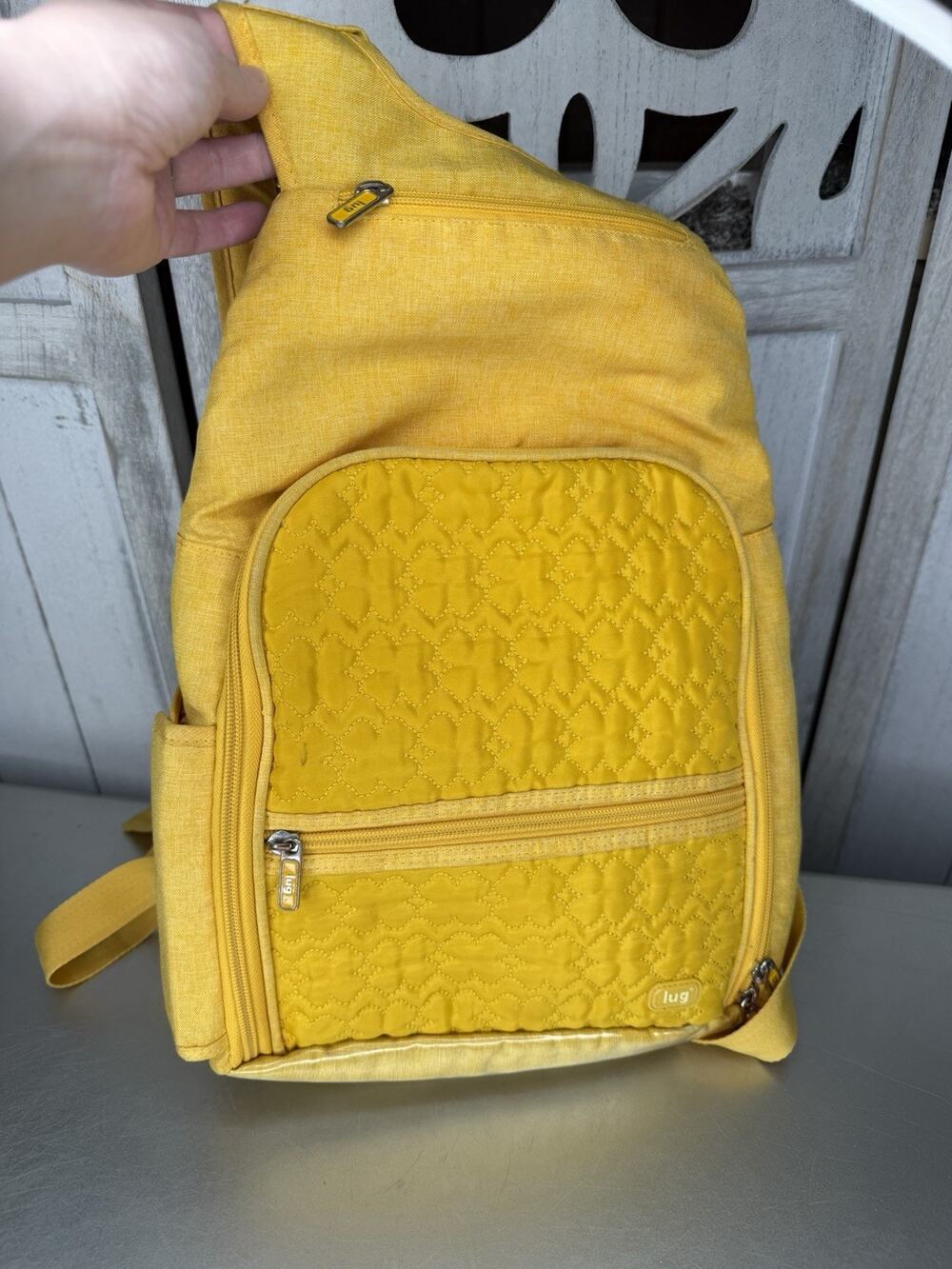 LUG Dodger Mini Backpack Yellow Soft Padded Bag Cargo Pockets Lightweight